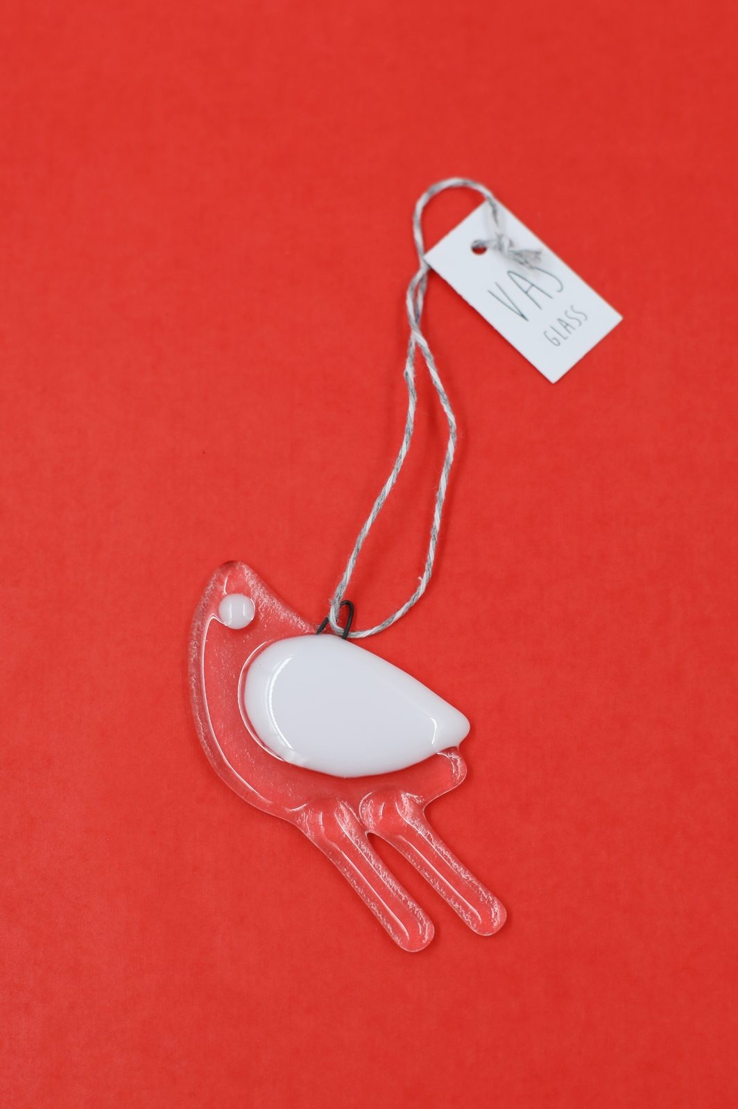 Szklana bombka ptaszek biały