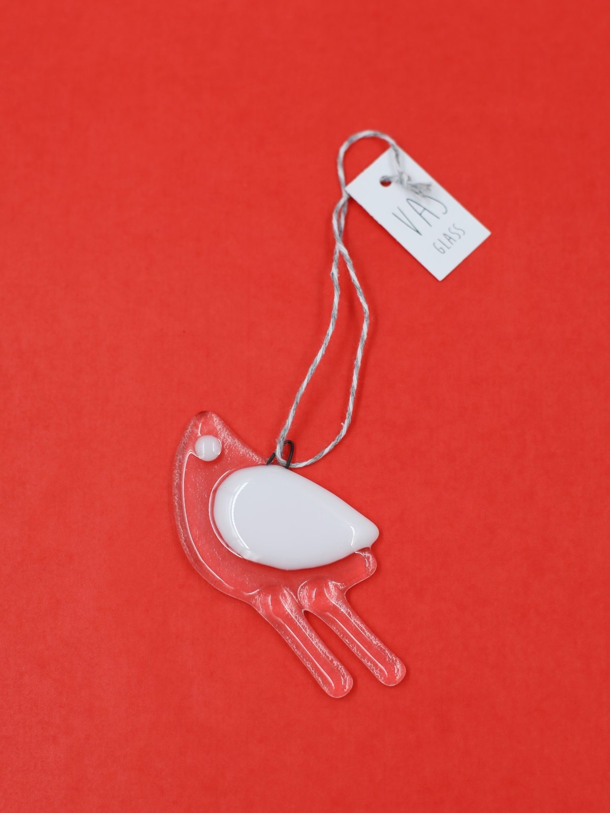 Szklana bombka ptaszek biały