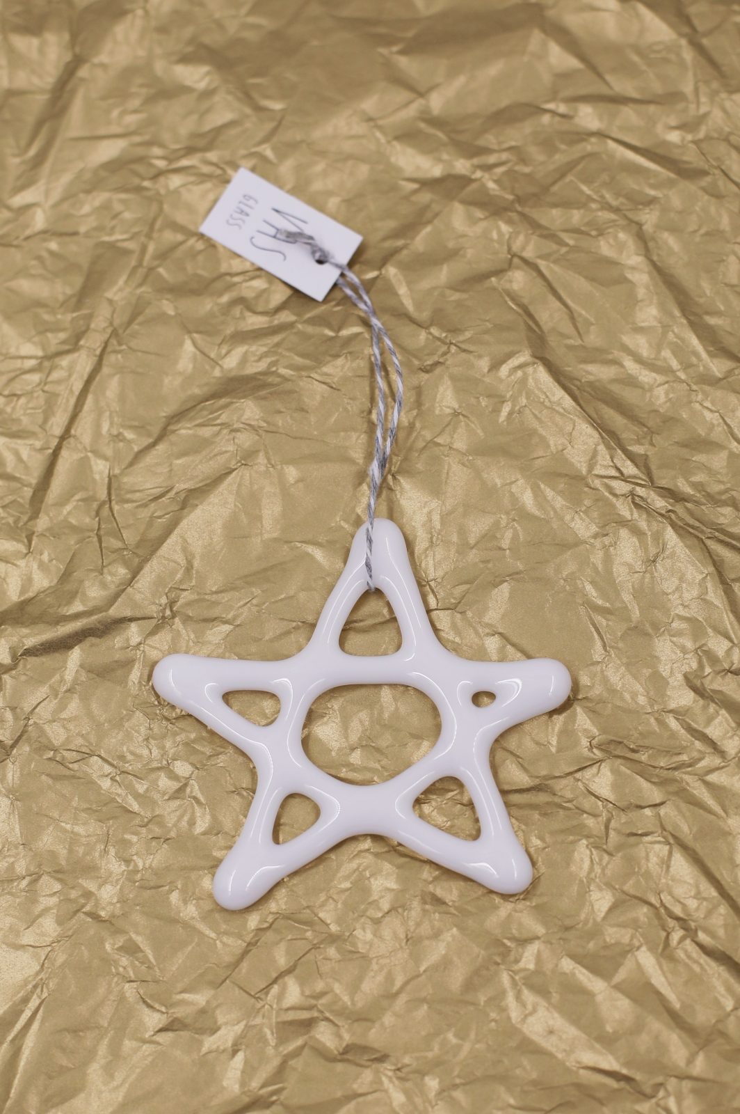 Szklana bombka biała gwiazdka