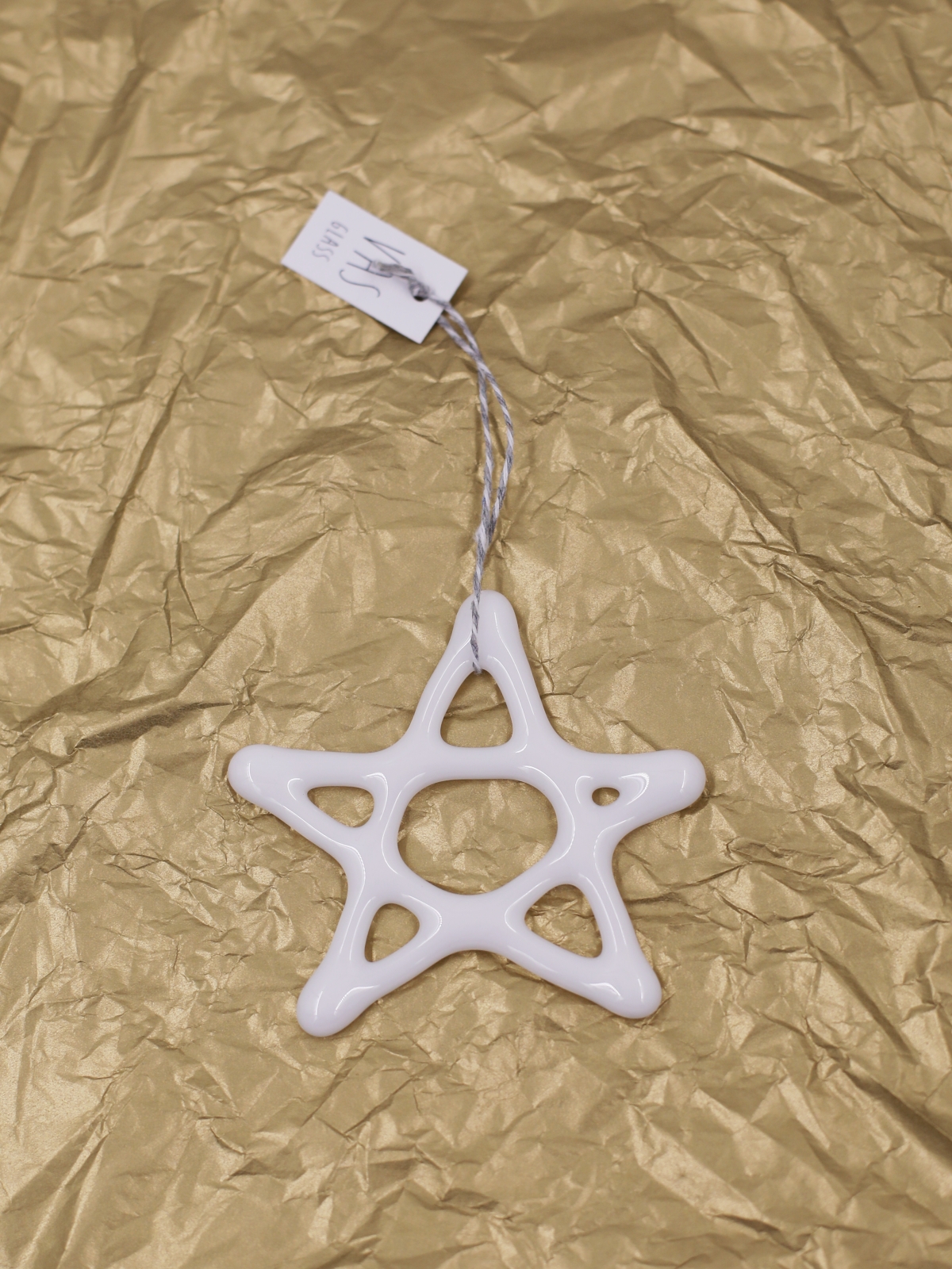 Szklana bombka biała gwiazdka