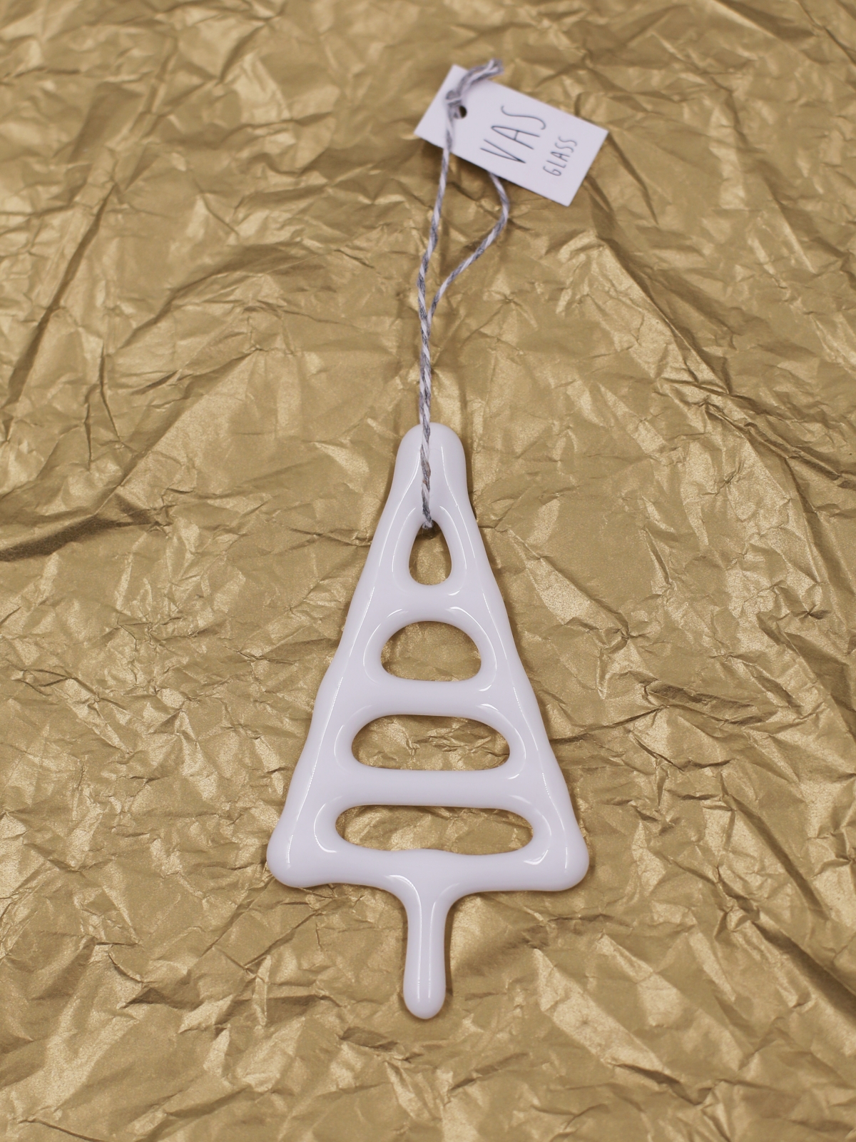 Szklana bombka choinka biała