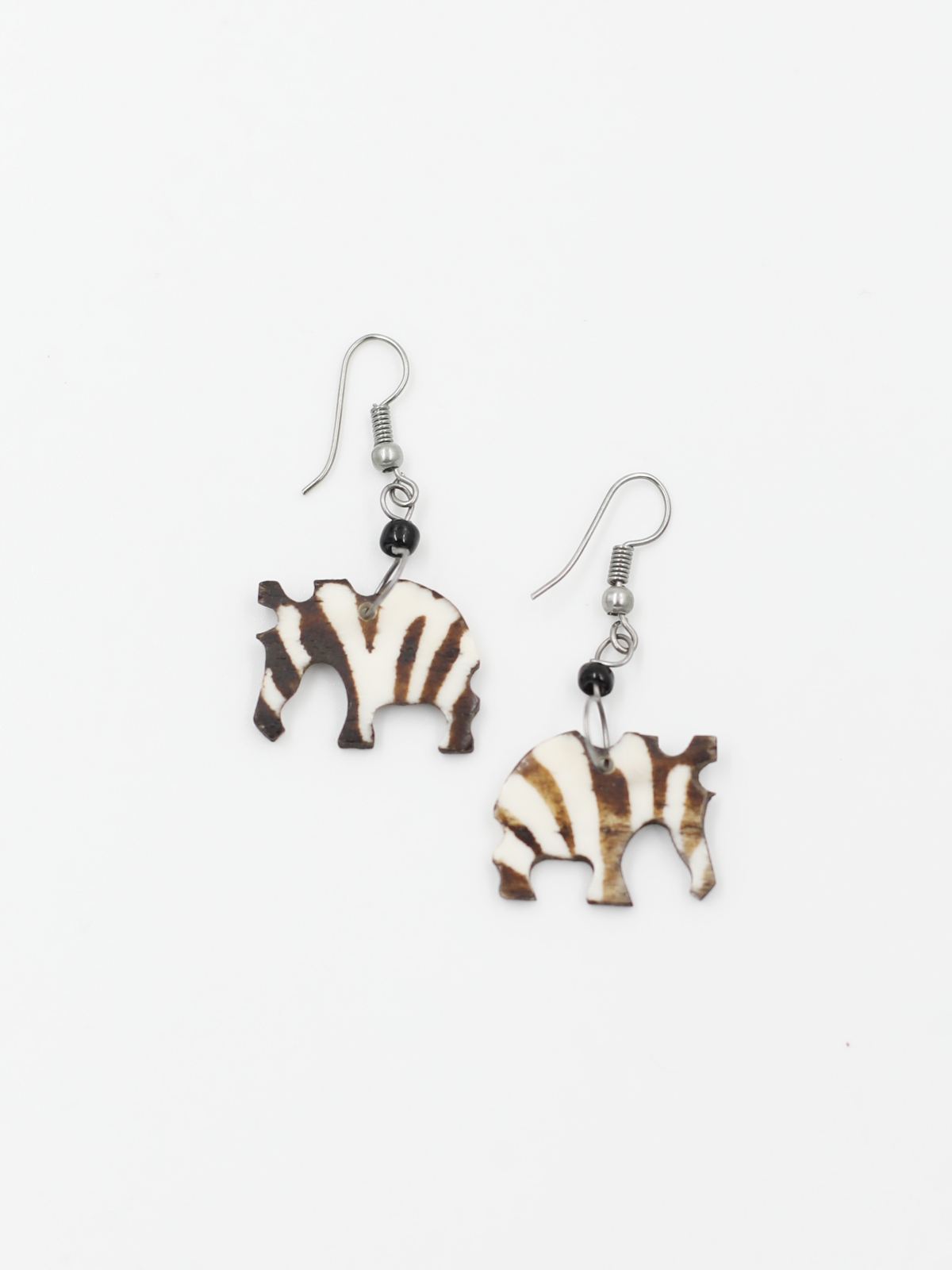 Kolczyki drewniane zebra